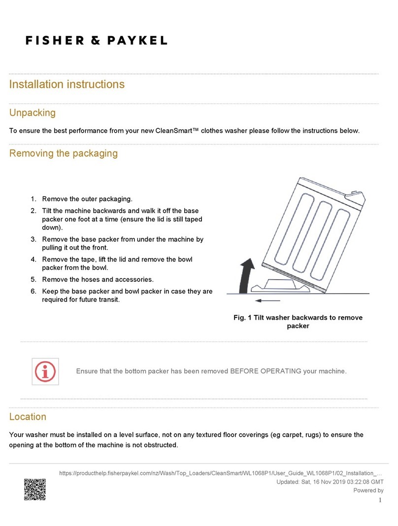 Fisher & Paykel CleanSmart Series User manual Fisher & Paykel CleanSmart Series User manual