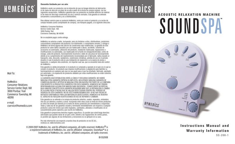 HoMedics SOUND SPA SS-200-1 instruction manual