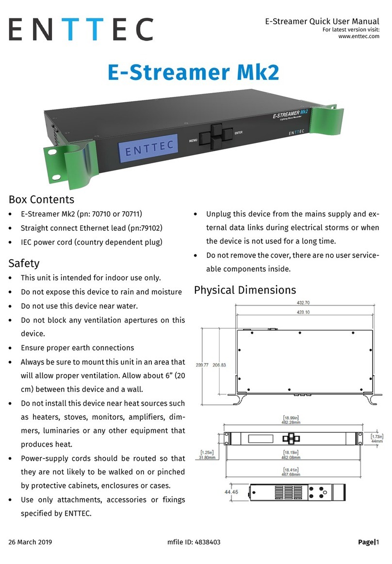 Enttec E-STREAMER MK2 Quick user manual