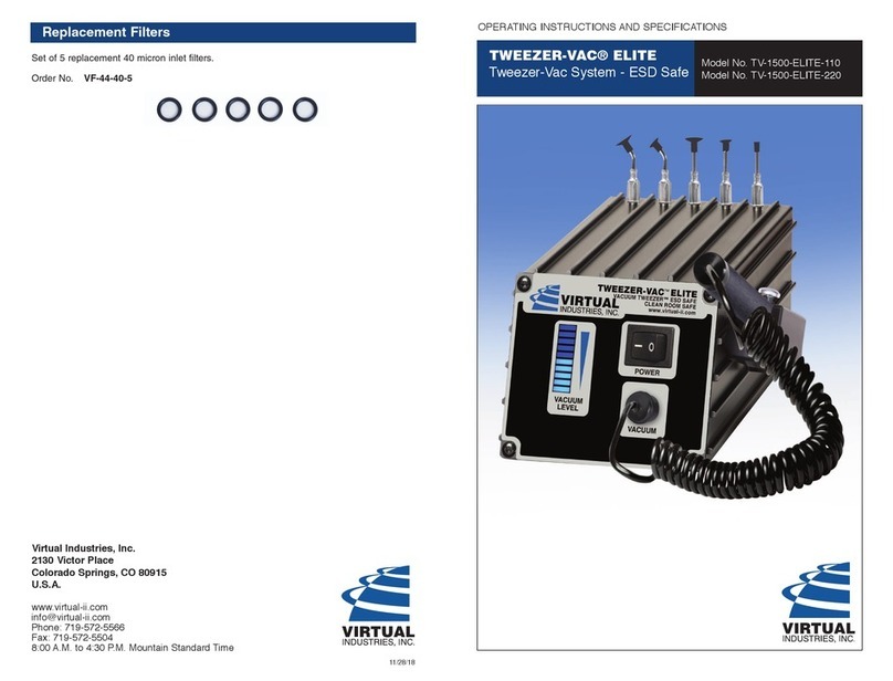 Virtual industries TWEEZER-VAC ELITE Operating instructions and specification Virtual industries TWEEZER-VAC ELITE Operating instructions and specification