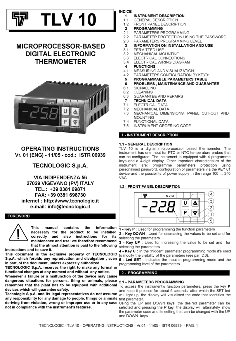 Tecnologic TLV 10 operating instructions