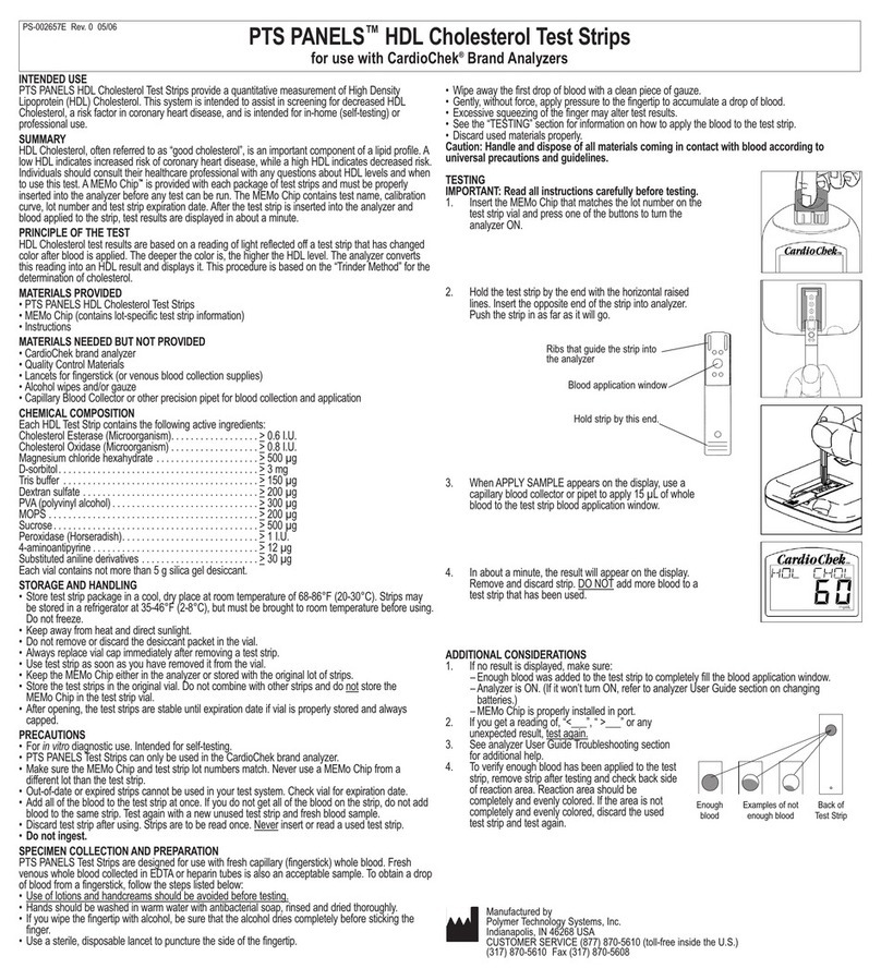 Polymer Technology Systems PTS PANELS HDL user guide
