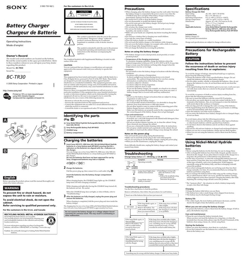 Sony BC-TR30 User manual