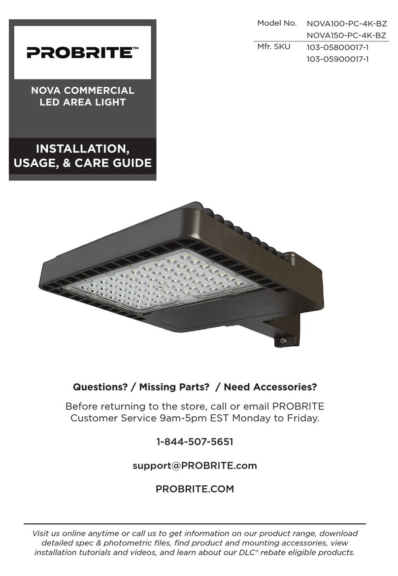 Probrite NOVA100-PC-4K-BZ INSTALLATION, USAGE, & CARE GUIDE Probrite NOVA100-PC-4K-BZ INSTALLATION, USAGE, & CARE GUIDE