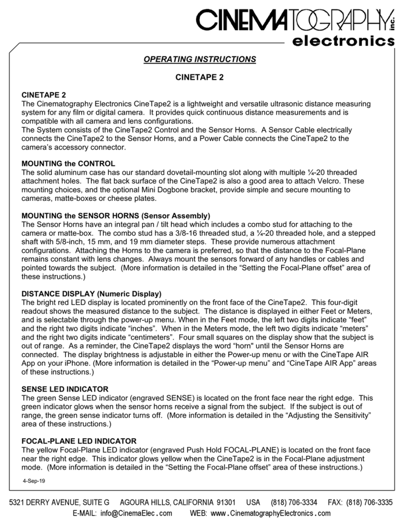 Cinematography Electronics Cinetape 2 operating instructions