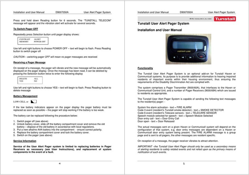 Tunstall 9000/60A Installation and user manual