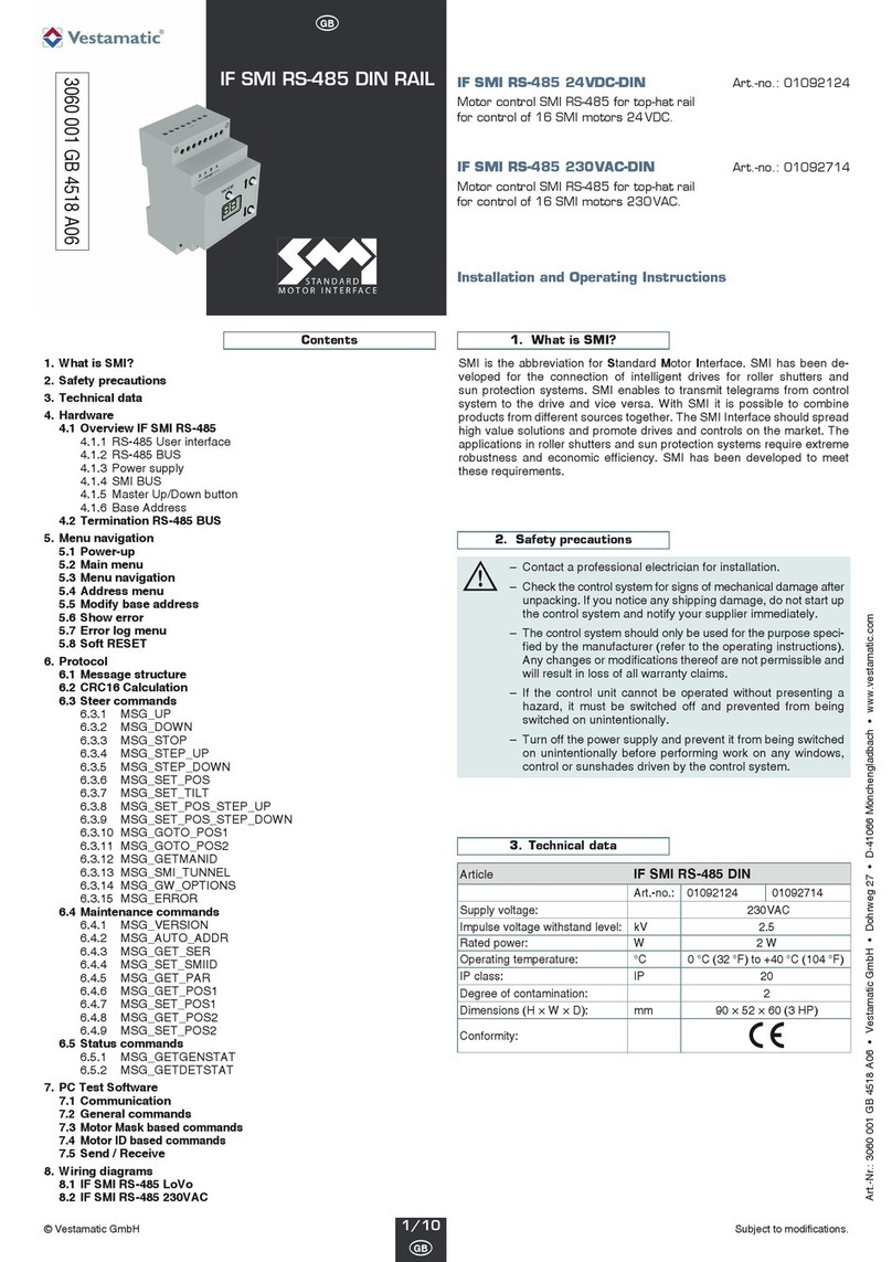 Vestamatic IF SMI RS-485 DIN RAIL Series User manual