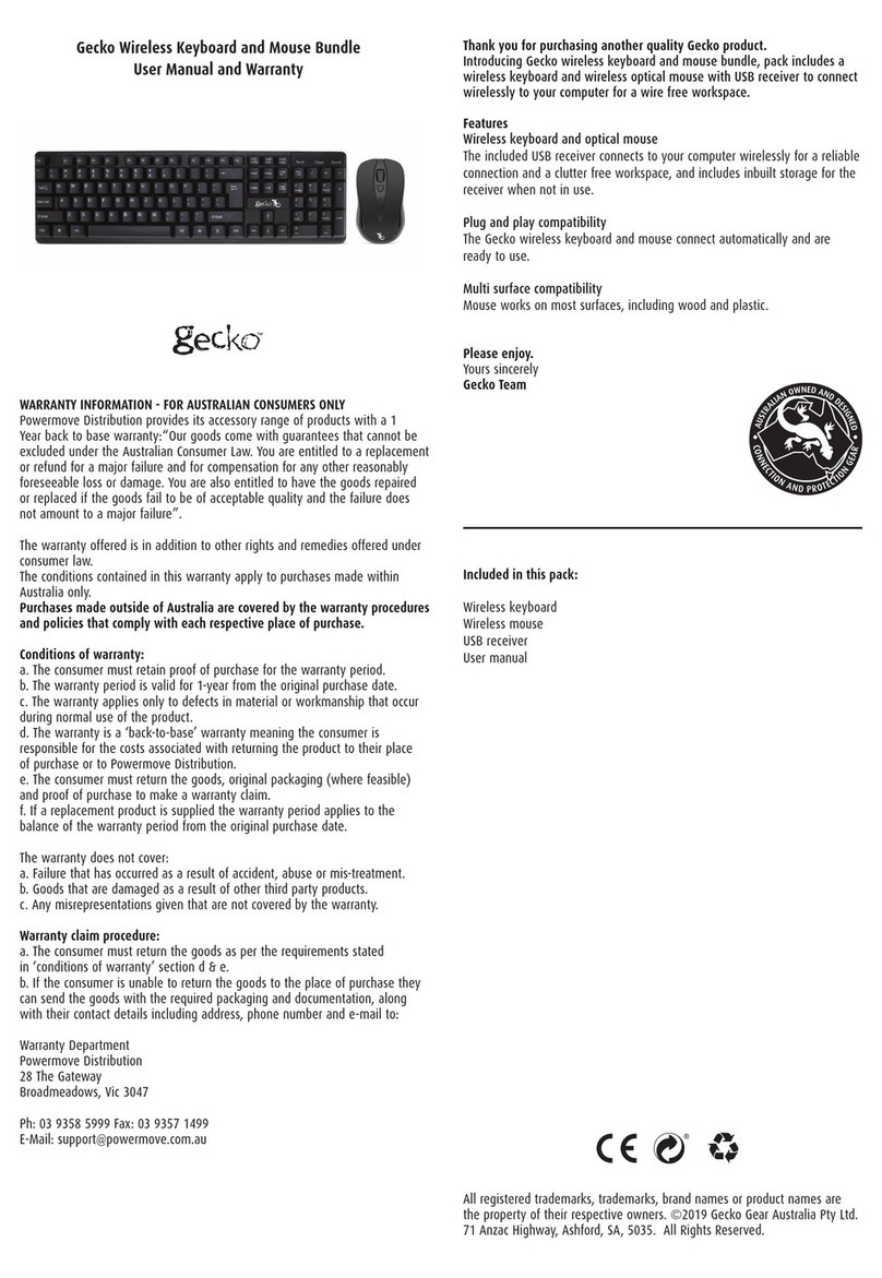 Gecko GG110108 User manual and warranty