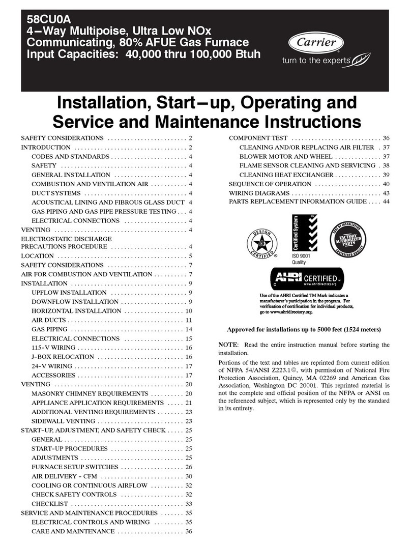 Carrier 58CU0A Series Installation, start-up, operating and service and maintenance instructions Carrier 58CU0A Series Installation, start-up, operating and service and maintenance instructions