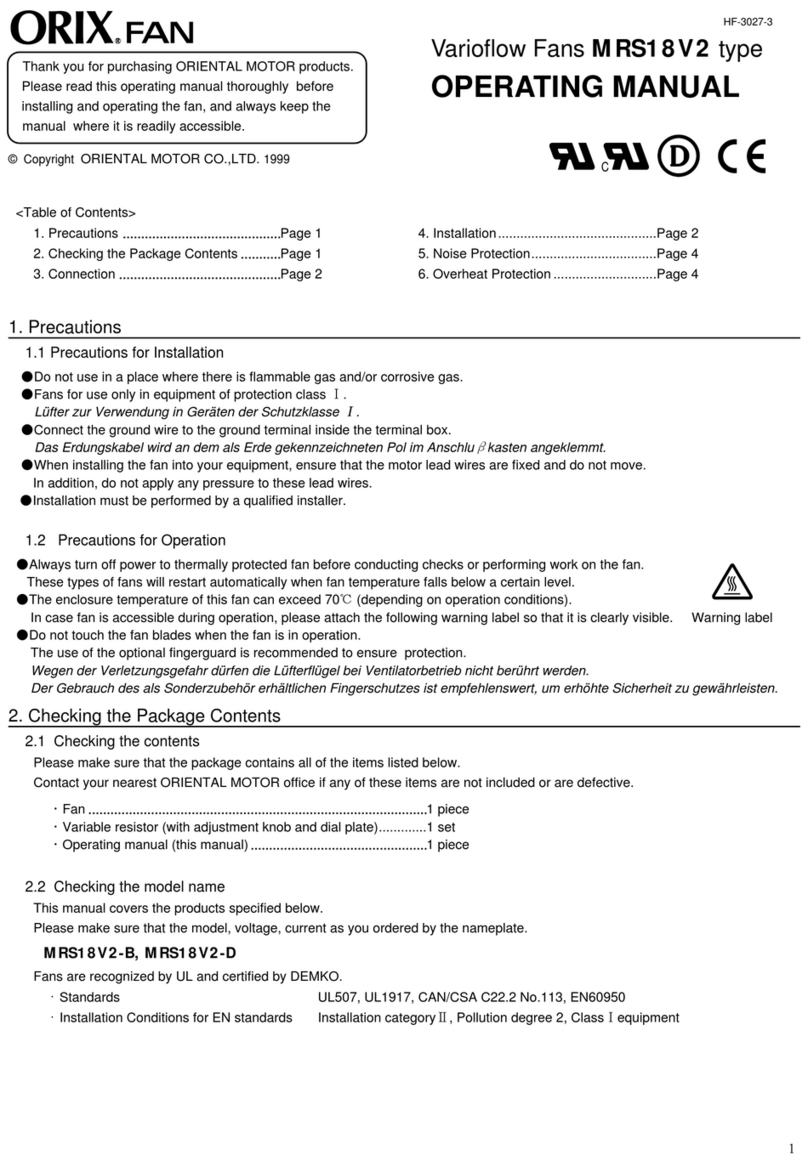 Oriental motor ORIX MRS18V2 User manual