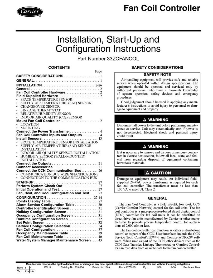 Carrier 33ZCFANCOL Installation, Start-Up and Configuration Instructions