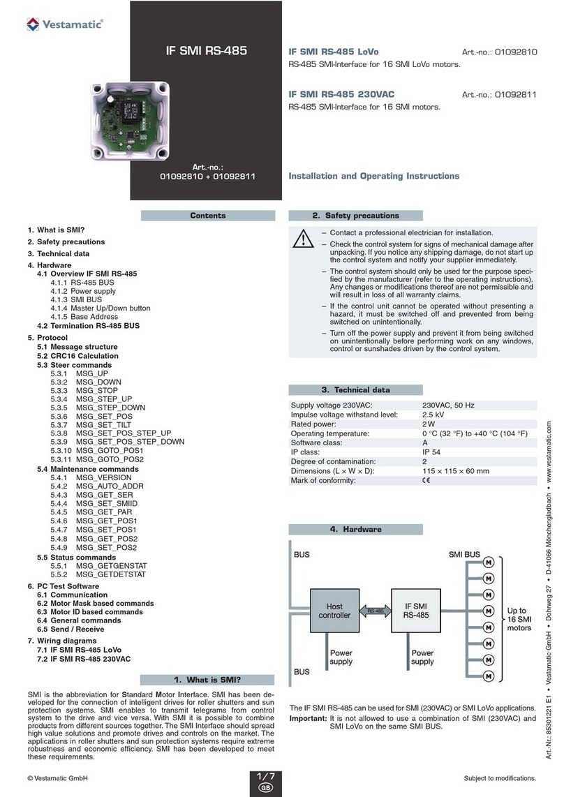Vestamatic IF SMI RS-485 Series Installation and operating instructions