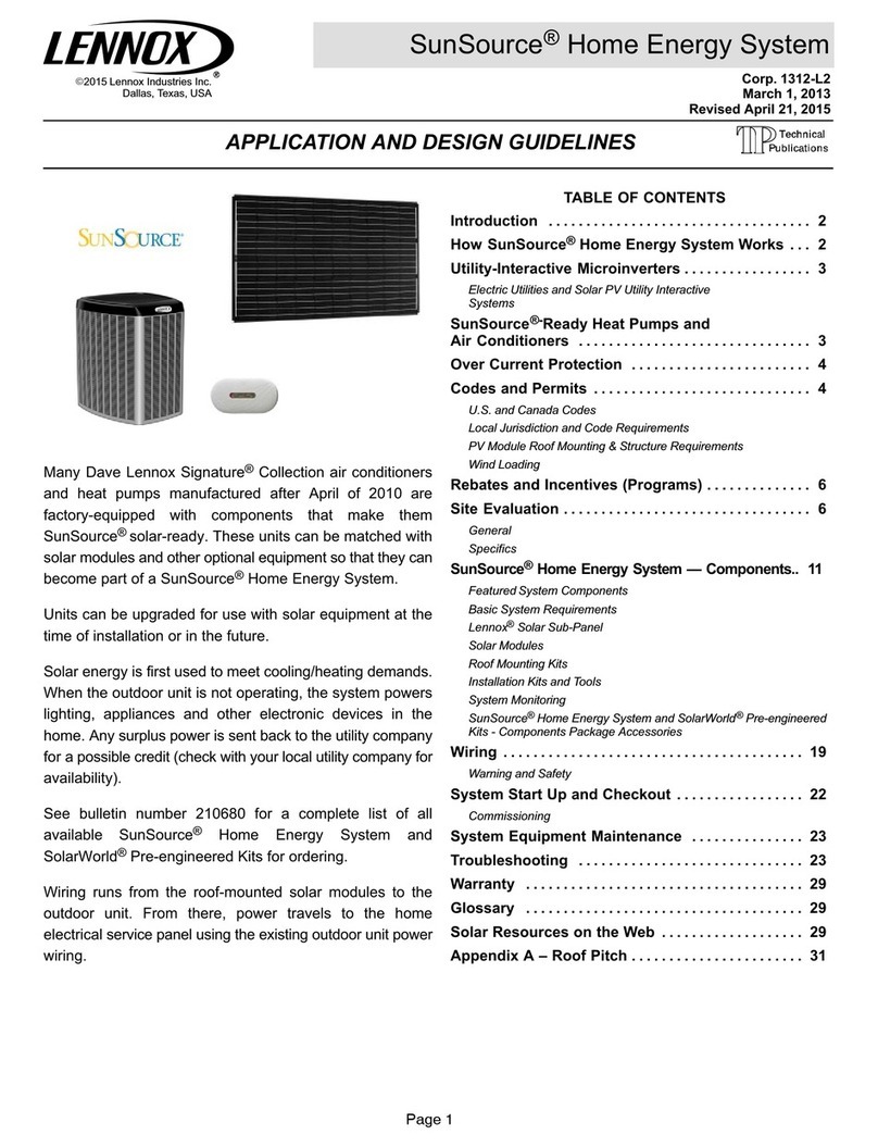 Lennox SunSource M215 Application guidelines