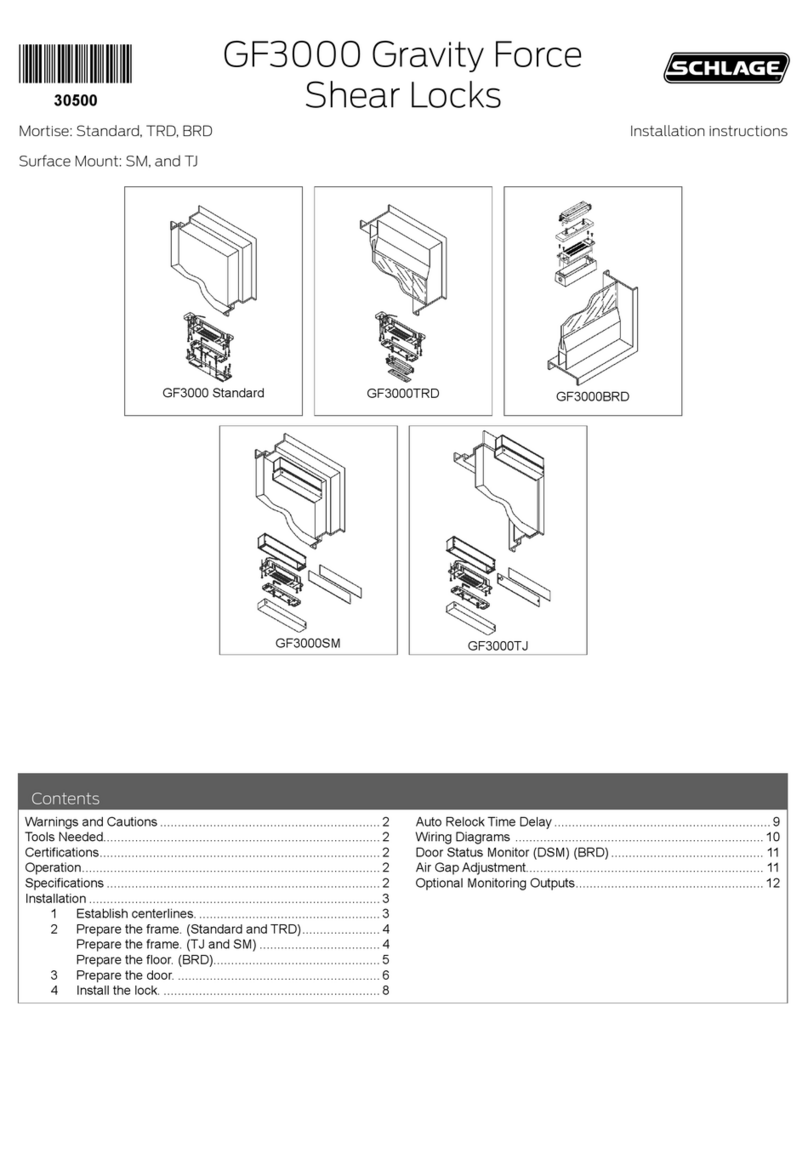 Schlage GF3000 Gravity Force Series installation instructions