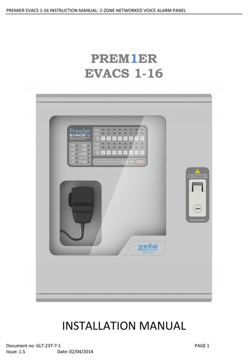 Zeta Alarm Systems PREM1ER EVACS 1-16 User manual