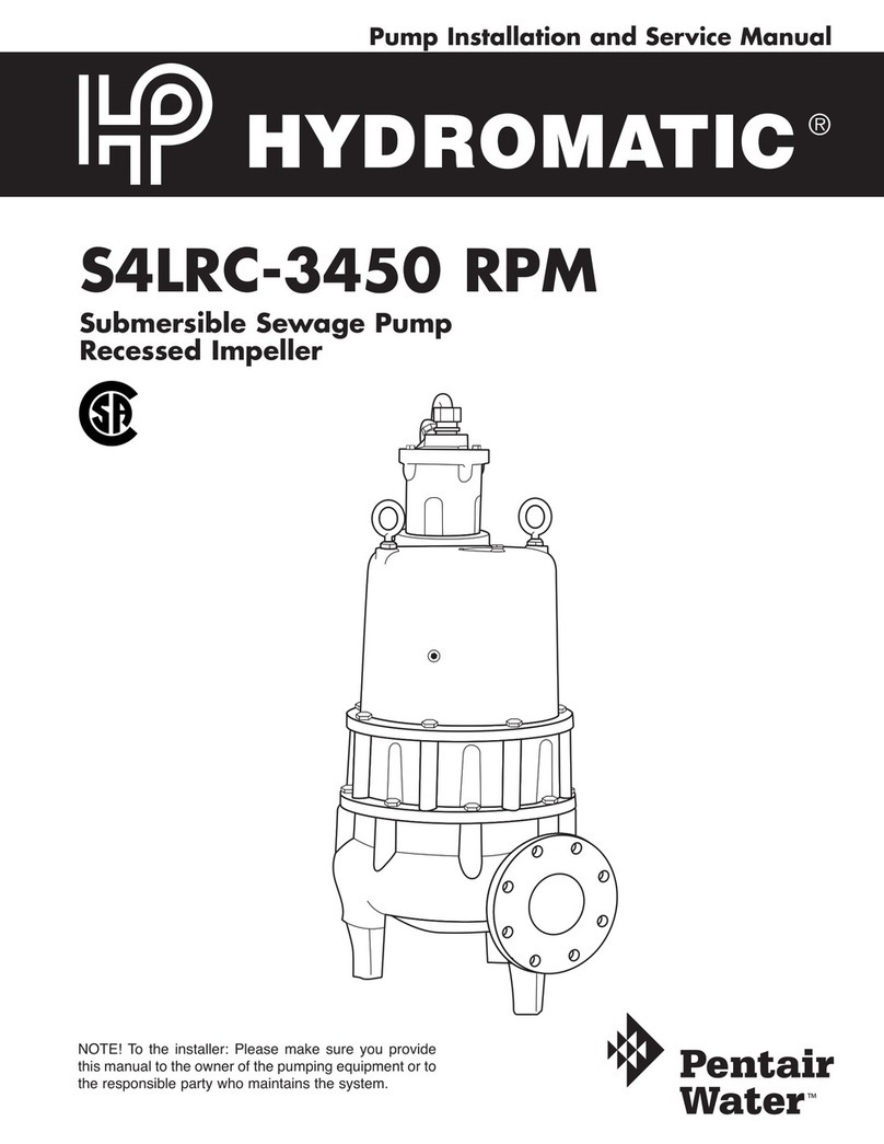 Pentair Pool Products Hydromatic S4LRC-3450 RPM Installation and service manual