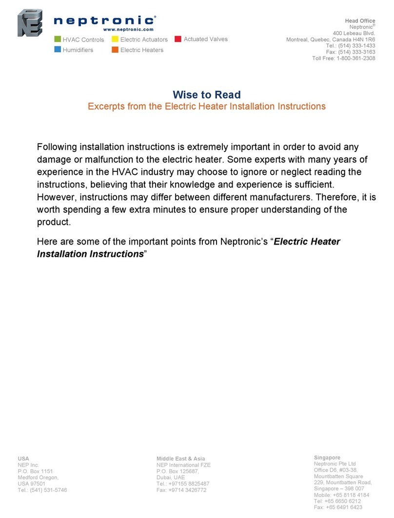 Neptronic Electric Heater installation instructions