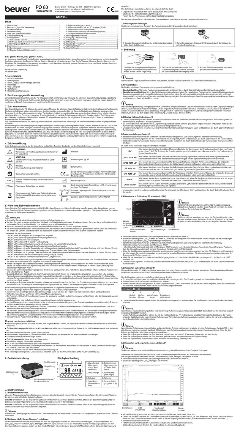 Beurer PO 80 manual