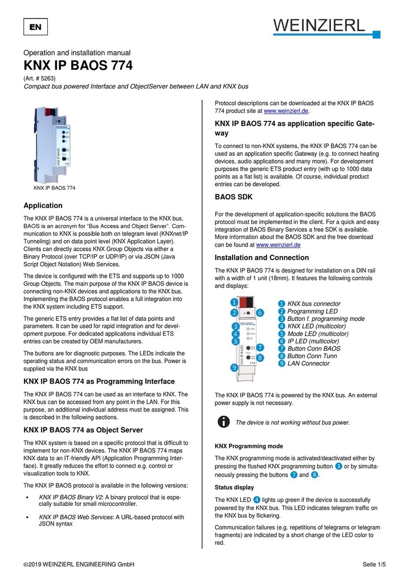 Weinzierl KNX IP BAOS 774 Specification sheet