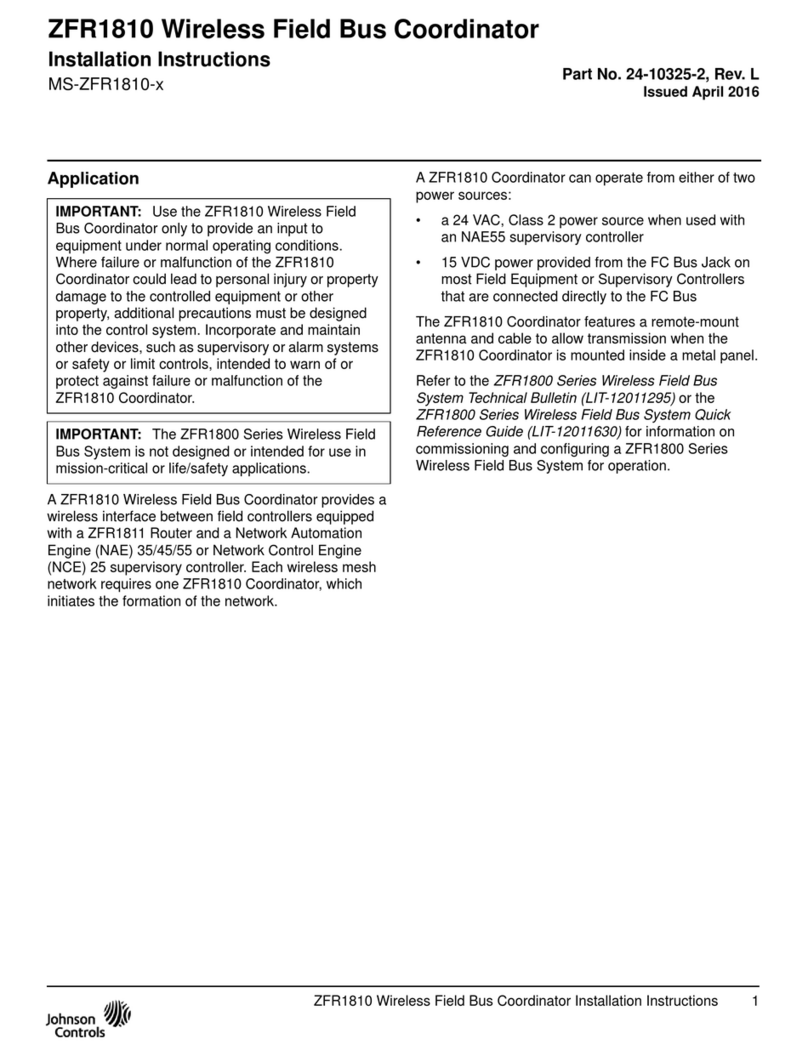 Johnson Controls ZFR1810 User manual Johnson Controls ZFR1810 User manual