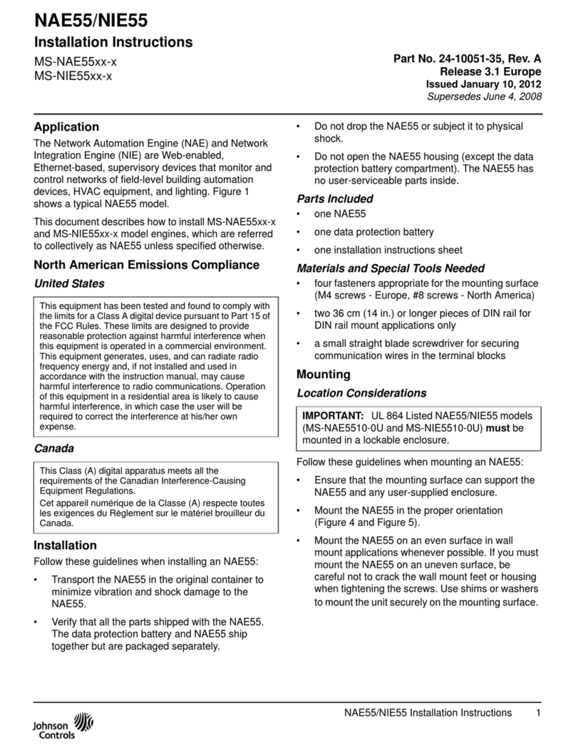 Johnson Controls NAE55 Series User manual