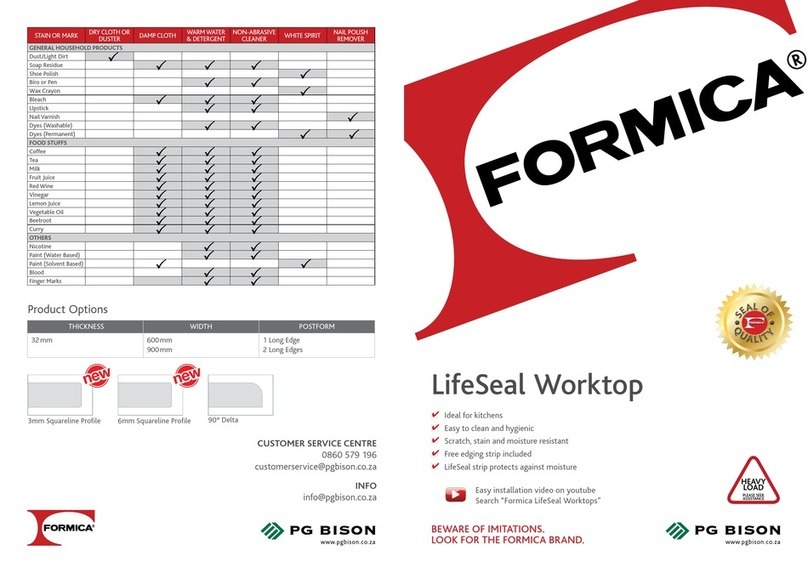 PG BISON FORMICA LifeSeal Worktop quick start guide