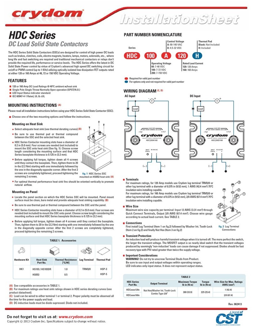 CST Crydom HDC Series Installation sheet