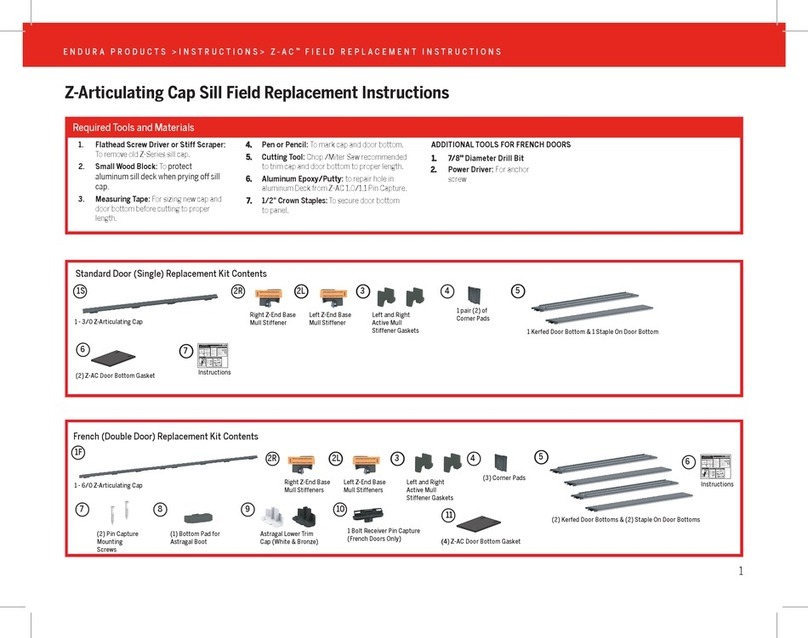 Endura Z-Articulating Cap Sill Series Replacement instructions