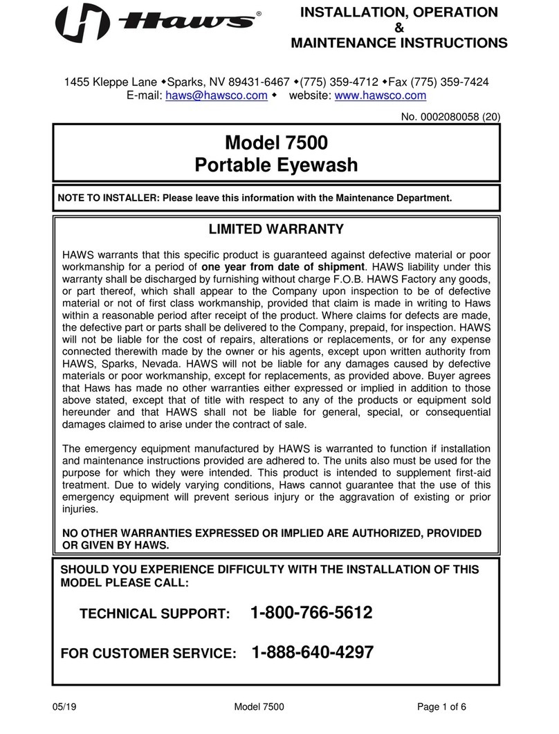 Haws 7500 Installation, operation & maintenance instructions