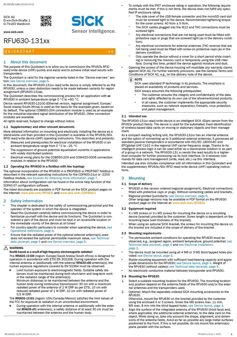 SICK RFU630-13100 User manual