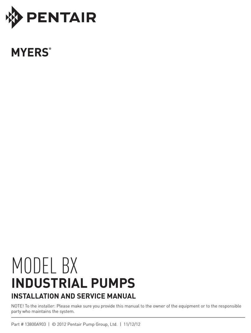 Pentair Myers BX Series Installation and service manual Pentair Myers BX Series Installation and service manual