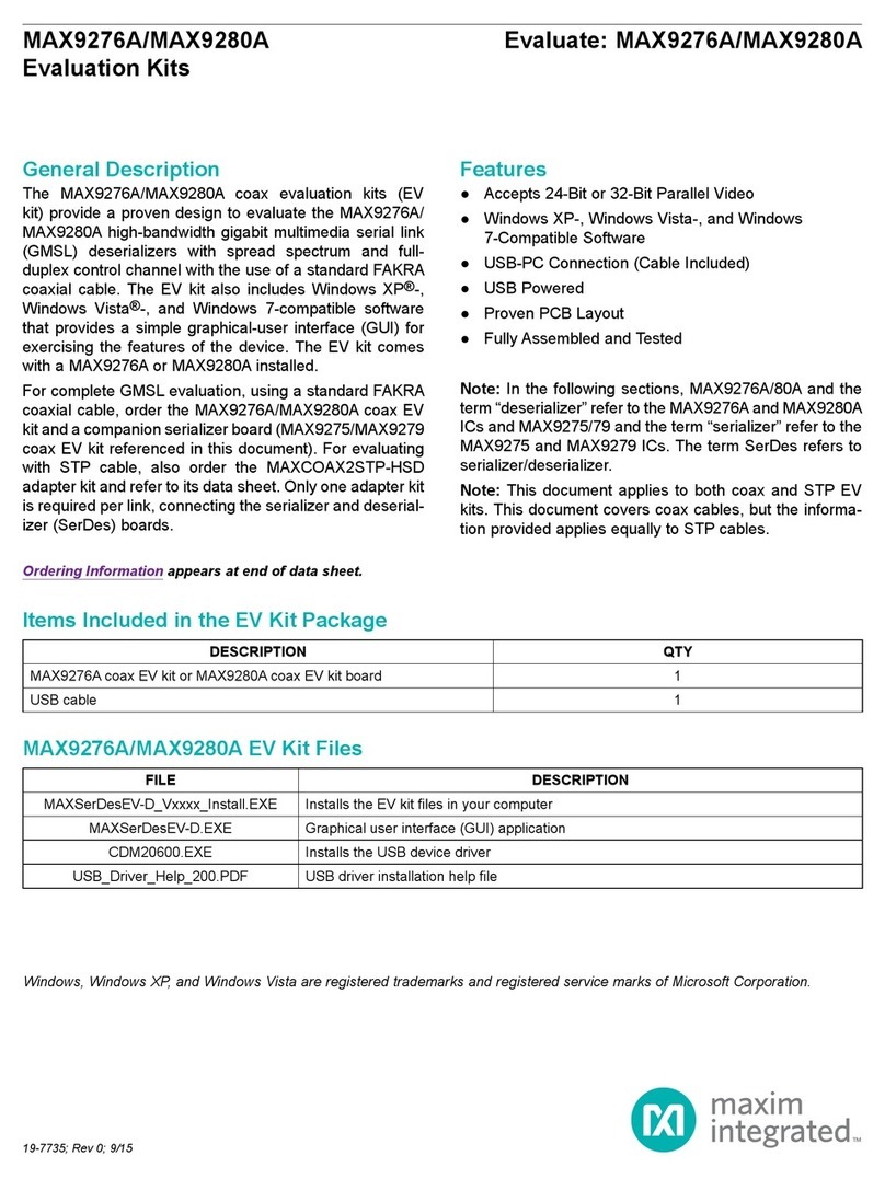 Maxim Integrated MAX9276ACOAXEVKIT User manual