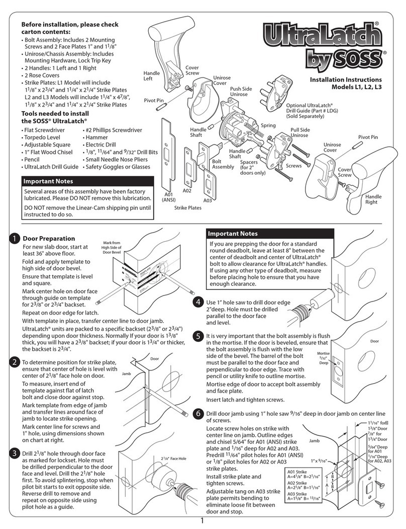 Soss Ultralatch L2 installation instructions
