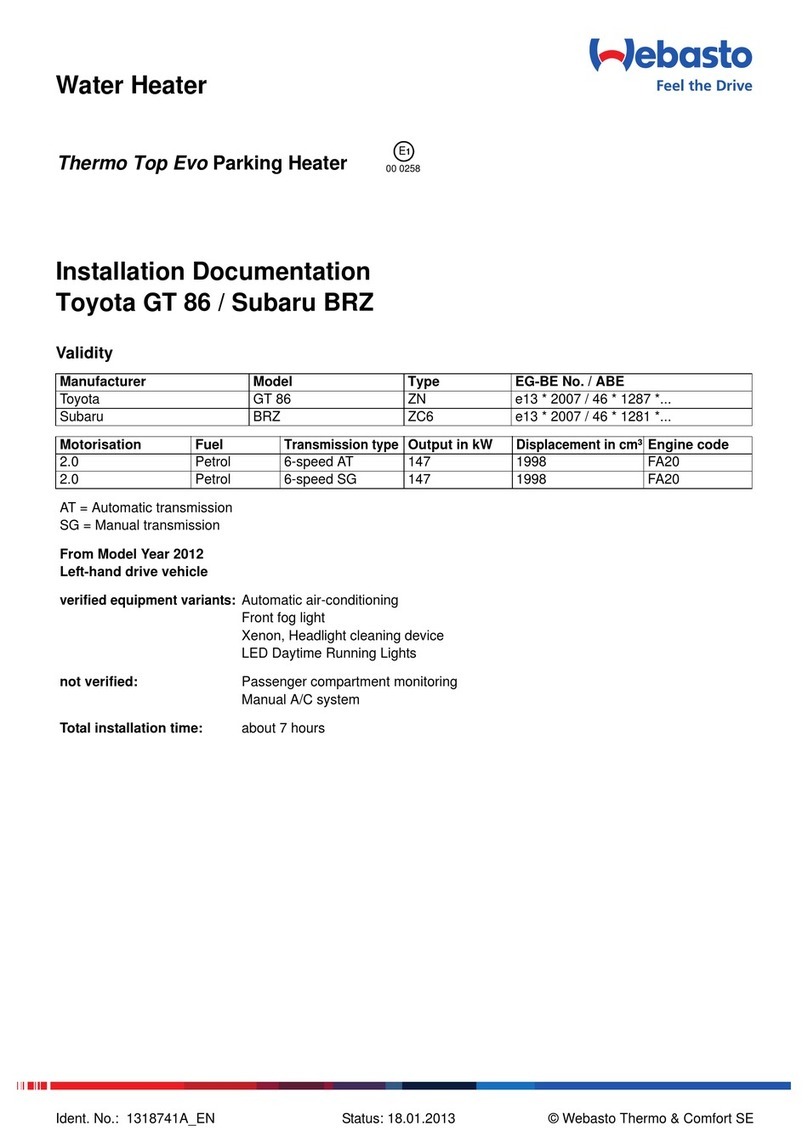 Webasto thermo top evo Installation documentation