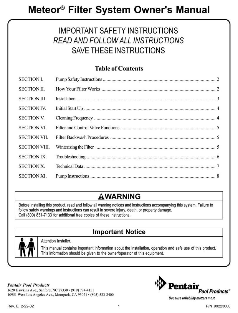 Pentair Pool Products Meteor Series owner's manual Pentair Pool Products Meteor Series owner's manual