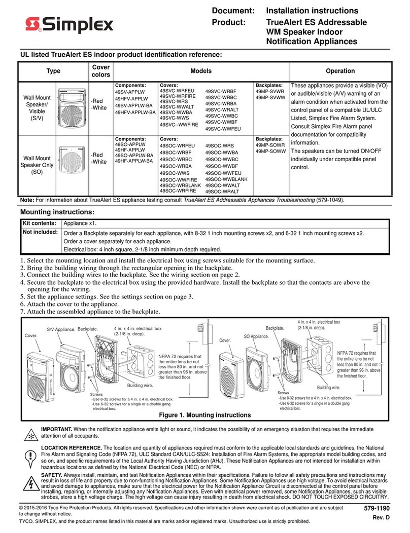 Simplex TrueAlert ES User manual