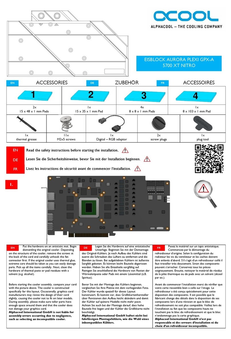 Alphacool Eisblock Aurora Plexi GPX-A 5700 XT NITRO manual Alphacool Eisblock Aurora Plexi GPX-A 5700 XT NITRO manual