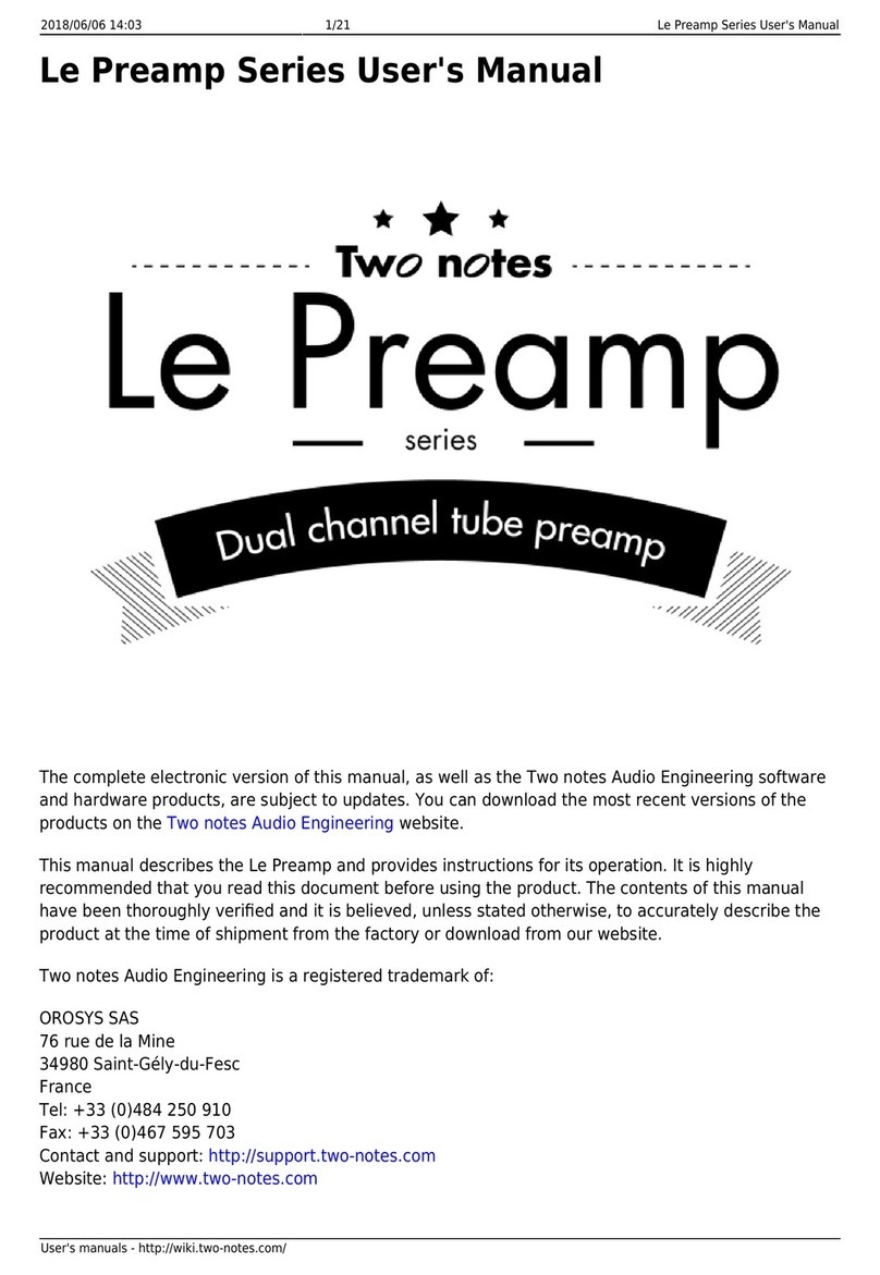 Two Notes Le Preamp Series User manual