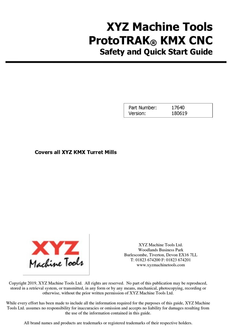 XYZ Machine Tools ProtoTRAK KMX CNC Safety and Quick Start guide