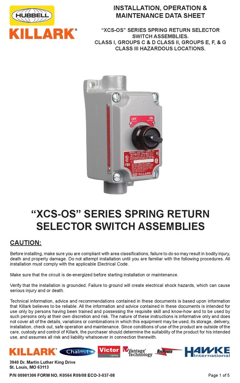 Hubbel KILLARK XCS-0S Series INSTALLATION, OPERATION & MAINTENANCE DATA SHEET Hubbel KILLARK XCS-0S Series INSTALLATION, OPERATION & MAINTENANCE DATA SHEET