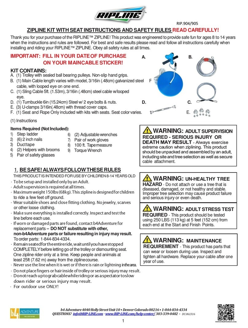 RIPLINE ZIPLINE INSTRUCTIONS AND SAFETY RULES