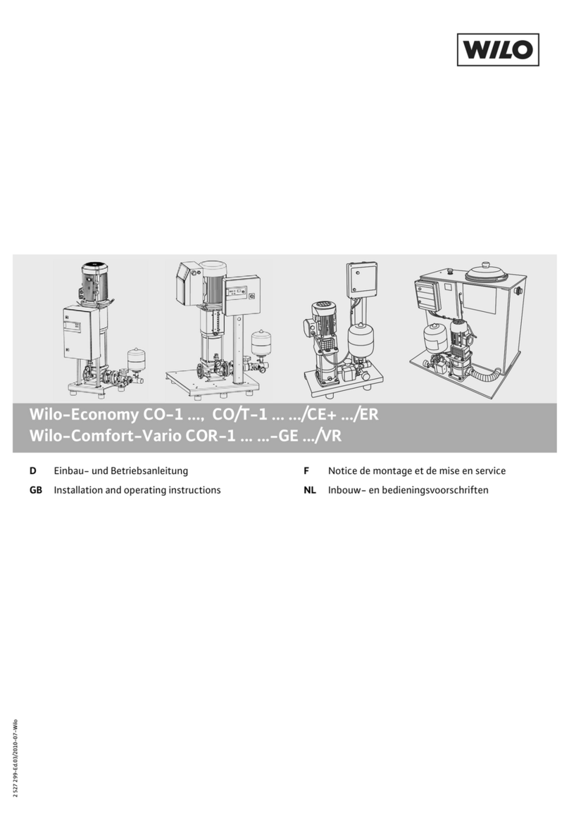 Wilo Wilo-Economy CO-1/T-1 /CE+ /ER Series Installation and operating instructions Wilo Wilo-Economy CO-1/T-1 /CE+ /ER Series Installation and operating instructions