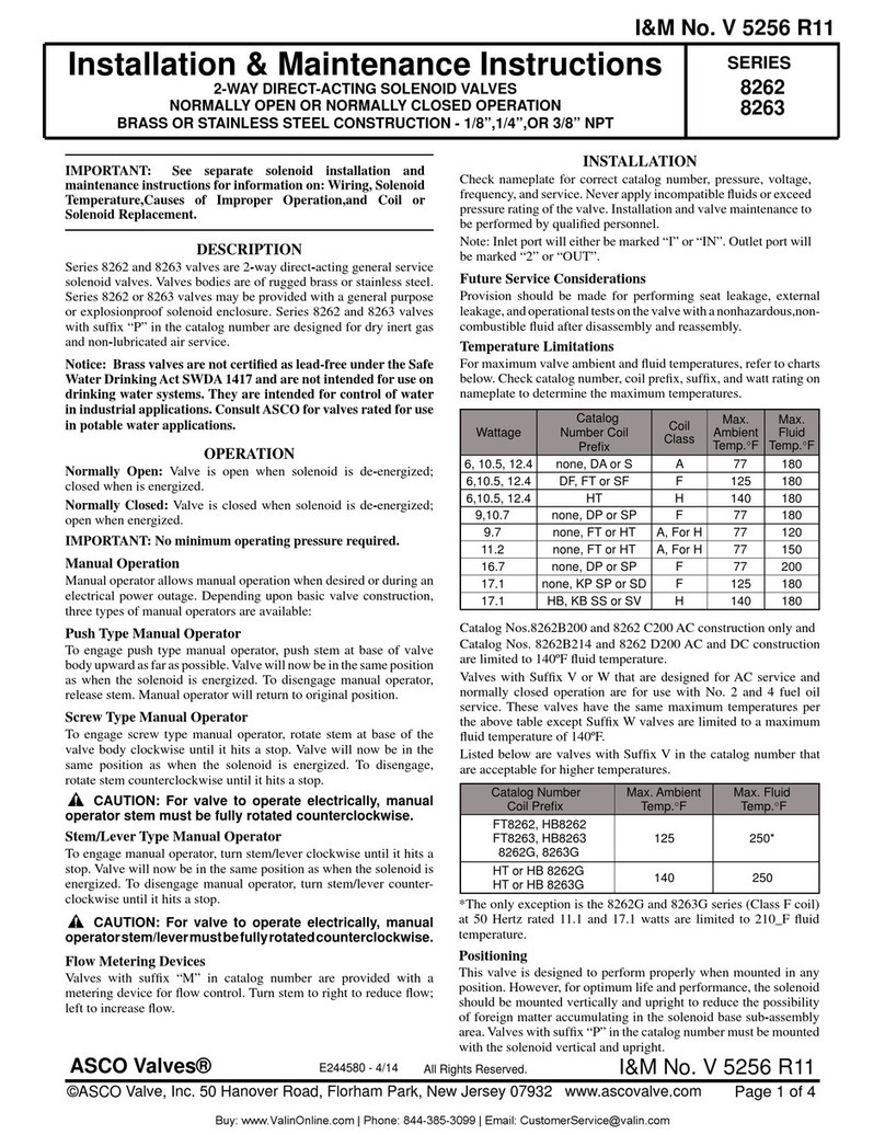 ASCO Valves 8263 Series Installation and operating instructions