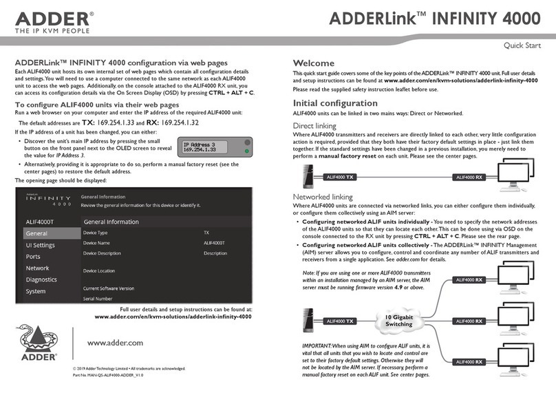 ADDER ADDERLink INFINITY 4000 User manual