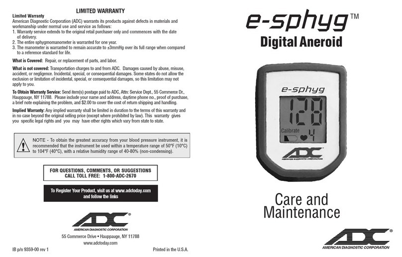 ADC Diagnostix e-sphyg Maintenance manual