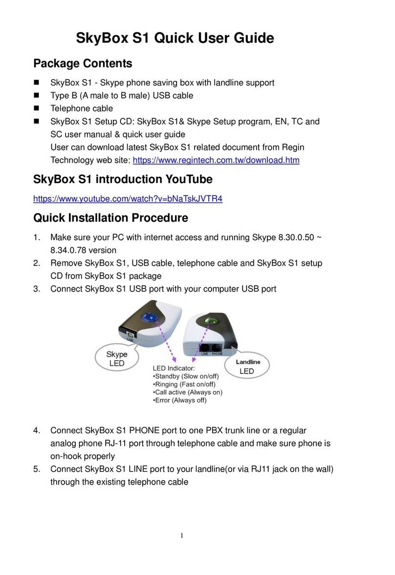 Regin Tech SkyBox S1 Quick user guide