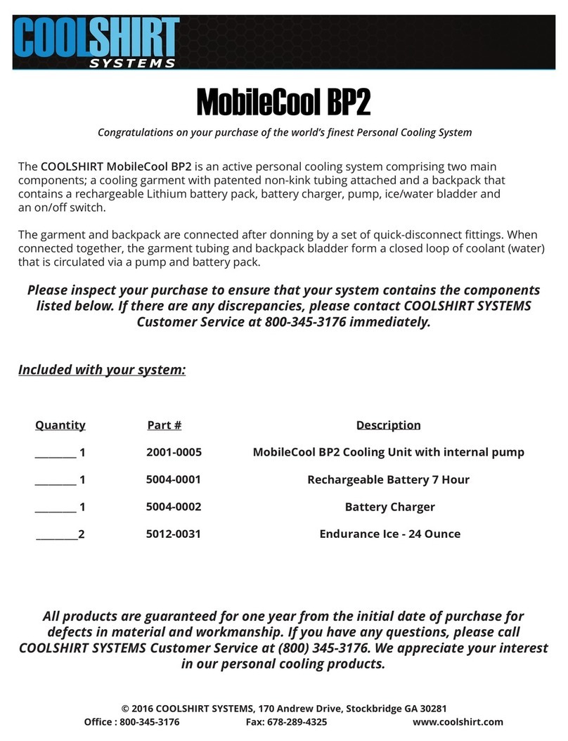 CoolShirt MobileCool BP2 operating instructions