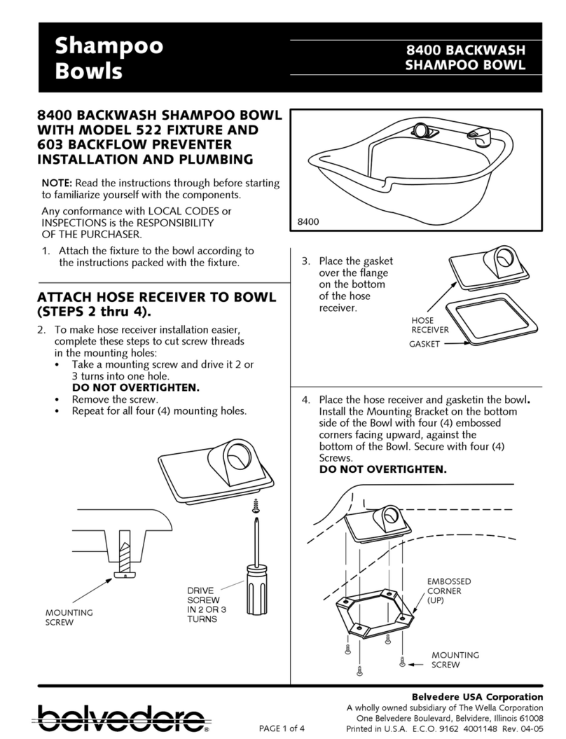 Belvedere 8400 BACKWASH SHAMPOO BOWL quick start guide