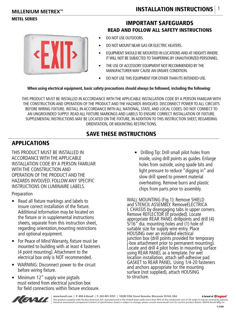 LEGRAND KENALL MILLENIUM METREX METEL Series installation instructions