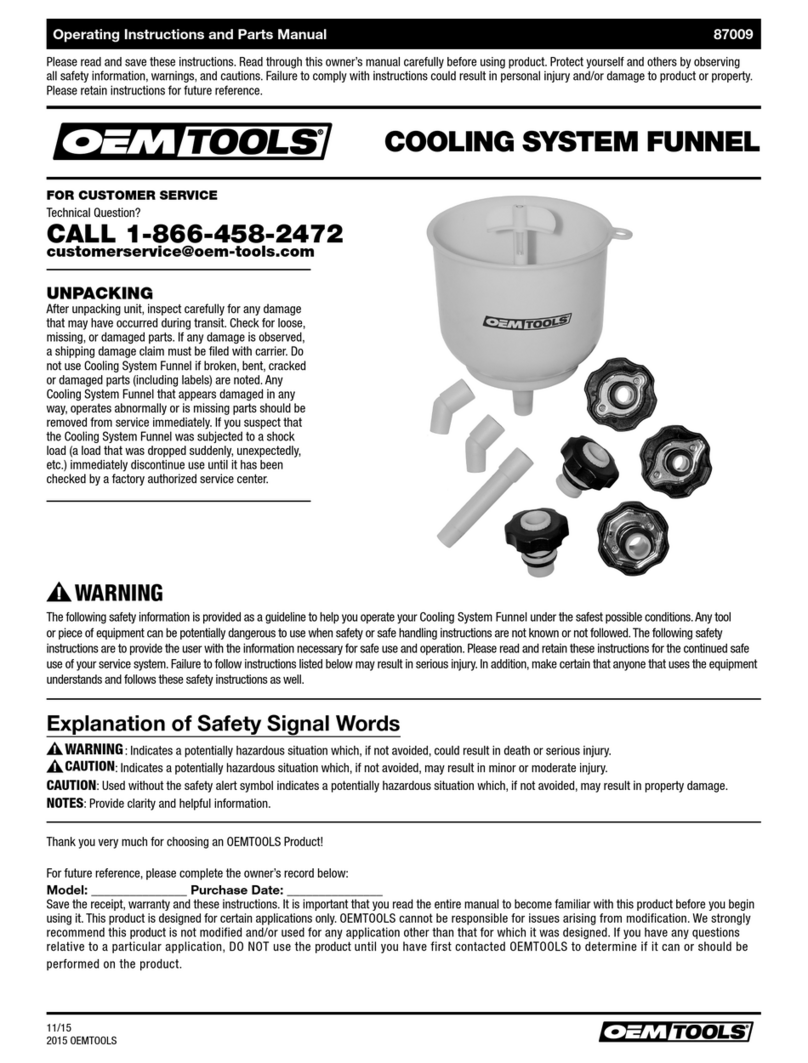OEM Tools 87009 Operating instructions and parts manual